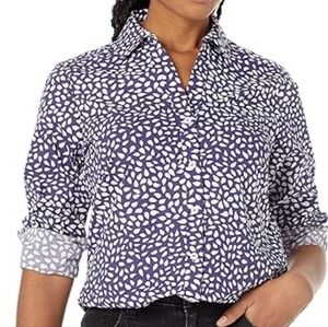 Foxcroft Faith Long Sleeved Non Iron Button Up Shirt Rainfall Print Women's 18